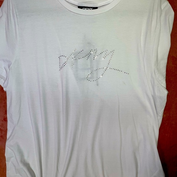 Dkny Rhinestone Graphic T-Shirt